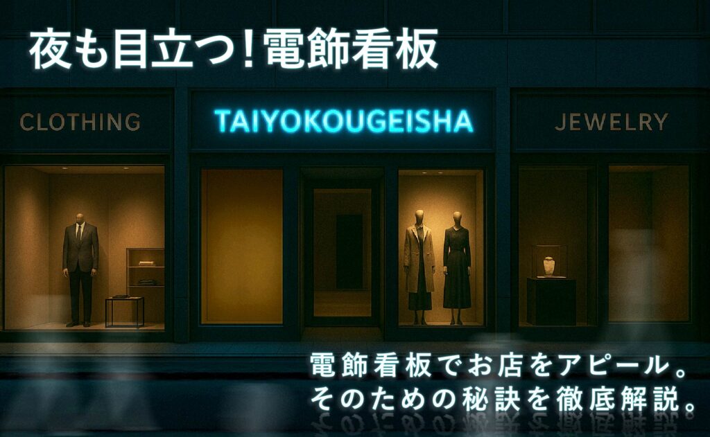 電飾看板　看板　夜間営業　照明　夜　目立つ　光　高級　洗練　